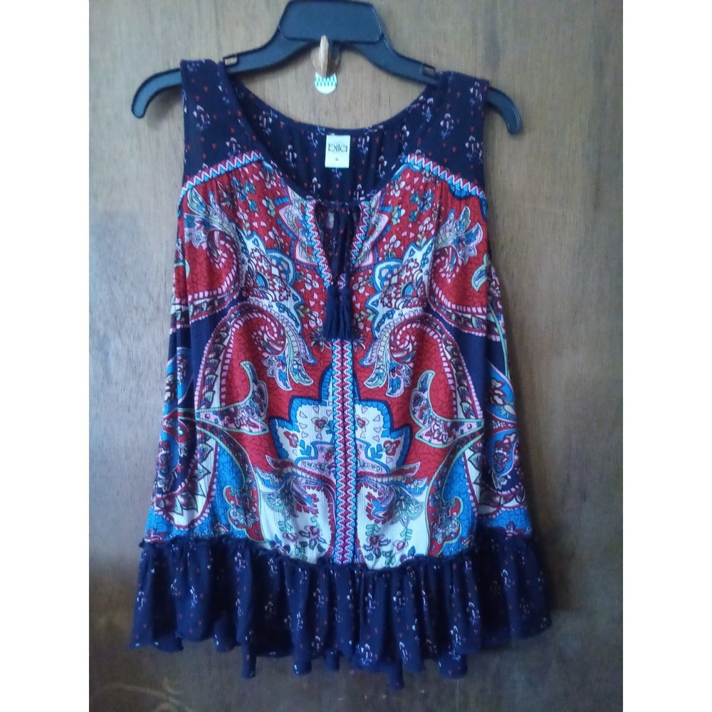 Bila boho paisley print sleeveless top small